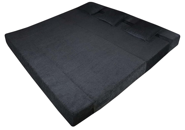 Rejoice Sofa Cum Bed - 4 Seater, Plain Cushion ( Premium Molfino Fabric, Black )
