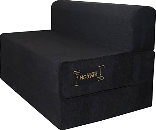 Rejoice Sofa Cum Bed - 2 Seater, Plain Cushion ( Premium Molfino Fabric, Black )