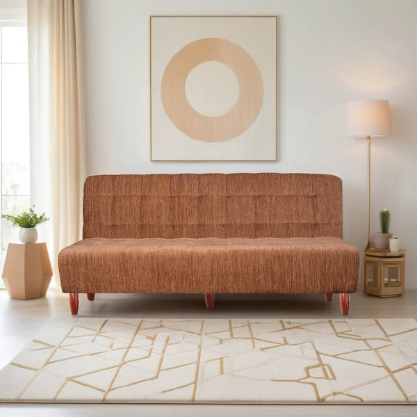 Florida 4 Seater Wooden Sofa Cum Bed - ( Premium Molfino Fabric- Beige)