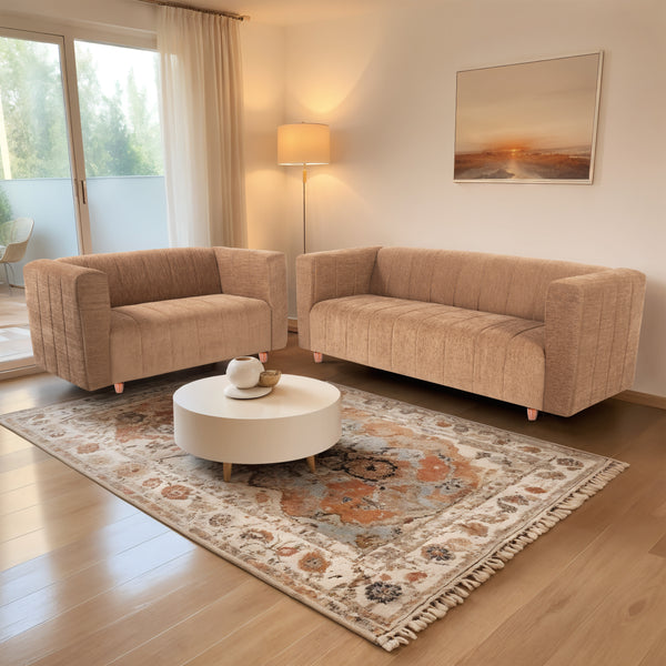 Tokyo 5 Seater Sofa- (3+2) ( Premium Molfino Fabric - Beige)