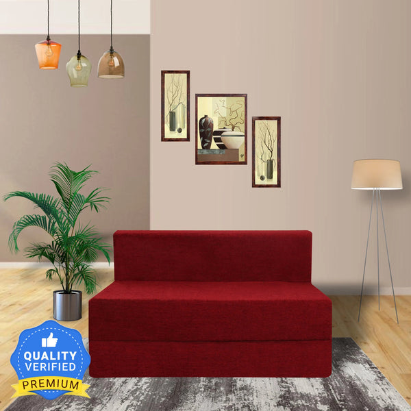 Rejoice Sofa Cum Bed - 3 Seater,  ( Premium Molfino Fabric, Maroon )