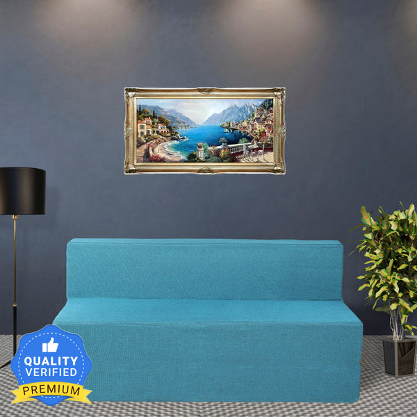 Rejoice Sofa Cum Bed - 1 Seater,  ( Jute Fabric, Sky Blue )