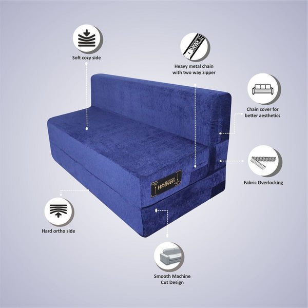 Rejoice Sofa Cum Bed - 2 Seater,  ( Premium Molfino Fabric, Blue )
