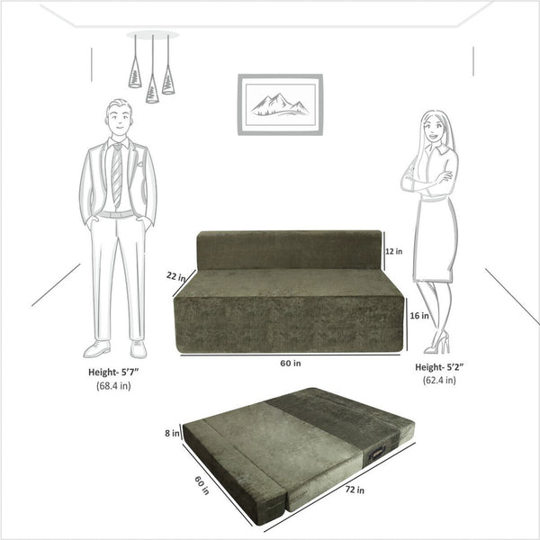 Rejoice Sofa Cum Bed - 3 Seater,  ( Premium Molfino Fabric, Green )