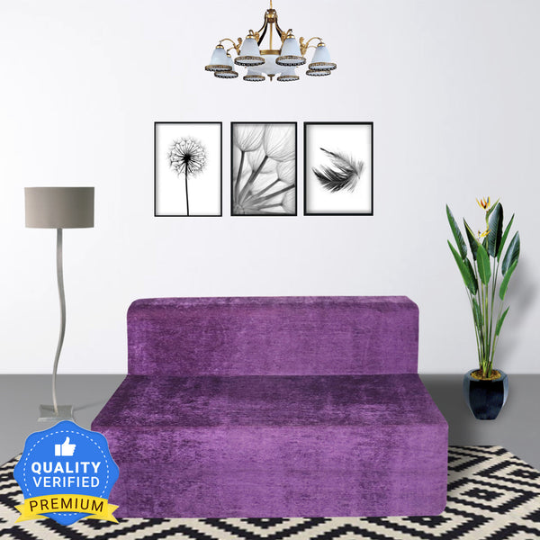 Rejoice Sofa Cum Bed - 3 Seater, ( Premium Molfino Fabric, Purple )