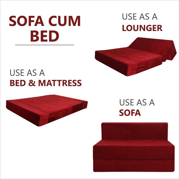 Rejoice Sofa Cum Bed - 1 Seater,  ( Premium Molfino Fabric, Maroon )