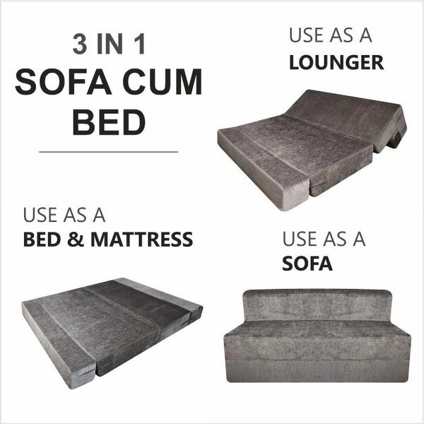 Rejoice Sofa Cum Bed - 2 Seater,  ( Premium Molfino Fabric, Grey )