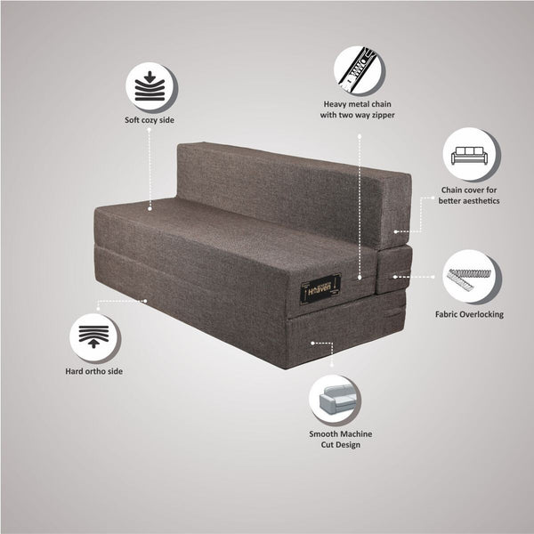 Rejoice Sofa Cum Bed - 4 Seater, ( Jute Fabric, Brown )