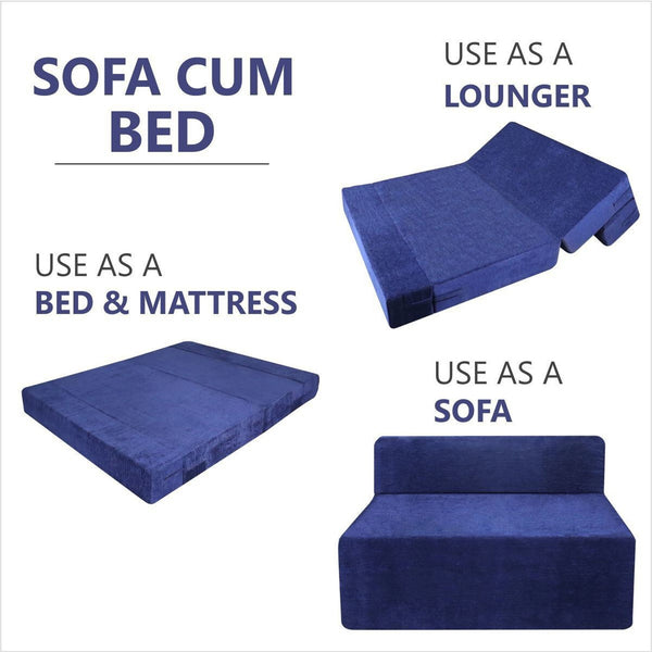 Rejoice Sofa Cum Bed - 2 Seater,  ( Premium Molfino Fabric, Blue )