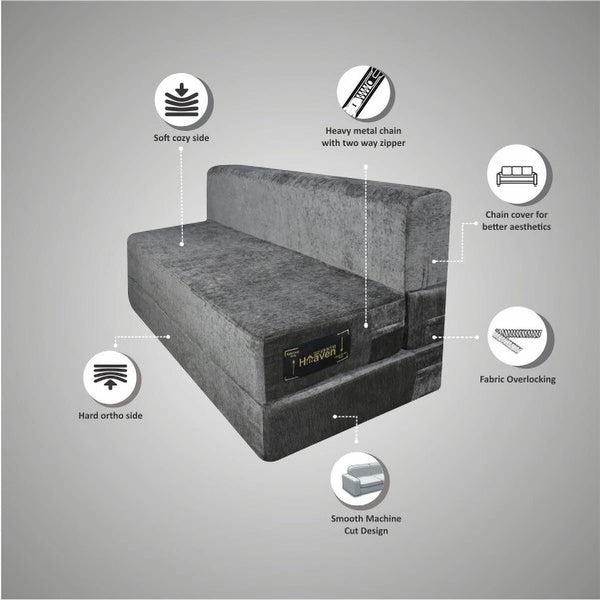 Rejoice Sofa Cum Bed - 2 Seater,  ( Premium Molfino Fabric, Grey )