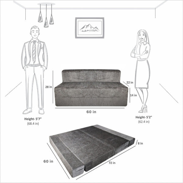 Rejoice Sofa Cum Bed - 3 Seater, ( Premium Molfino Fabric, Light Grey )