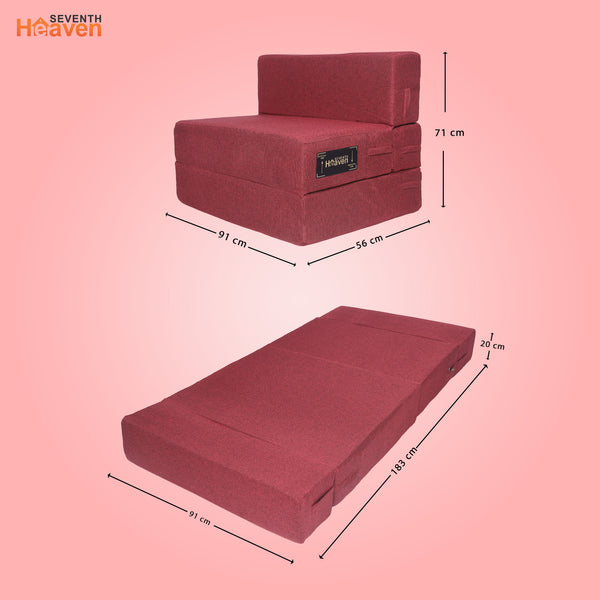 Rejoice Sofa Cum Bed - 1 Seater,  ( Jute Fabric, Maroon )