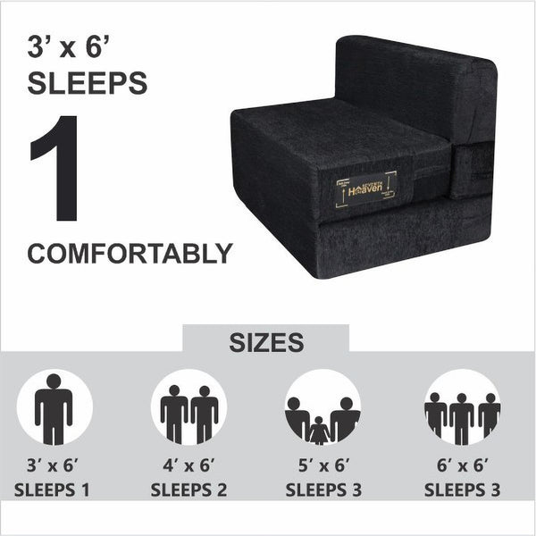 Rejoice Sofa Cum Bed - 1 Seater,  ( Premium Molfino Fabric, Black )