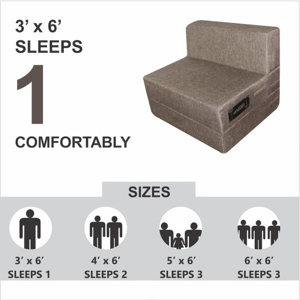 Rejoice Sofa Cum Bed - 1 Seater,  ( Jute Fabric, Brown )