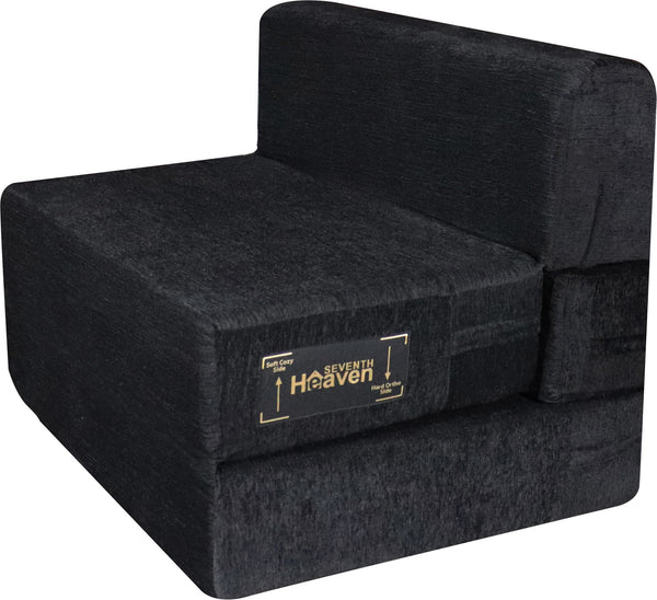 Rejoice Sofa Cum Bed - 1 Seater,  ( Premium Molfino Fabric, Black )