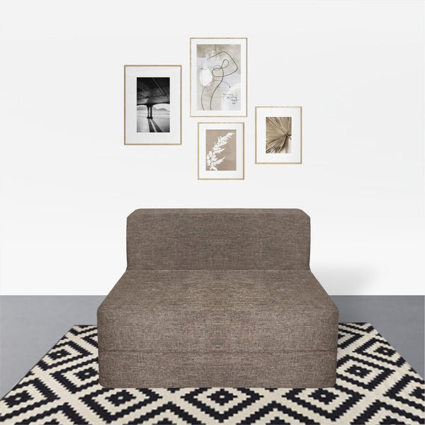 Rejoice Sofa Cum Bed - 1 Seater,  ( Jute Fabric, Brown )