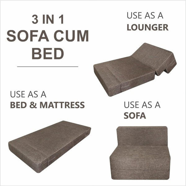 Rejoice Sofa Cum Bed - 1 Seater,  ( Jute Fabric, Brown )