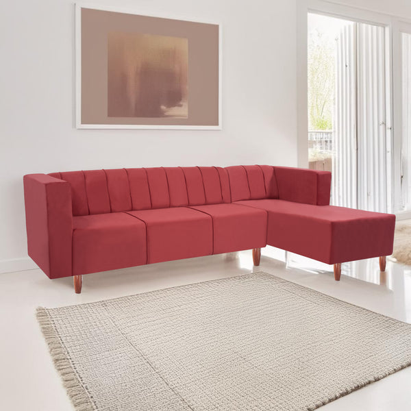 Sydney 6 Seater sofa right corner- ( Plush Suede Fabric- Maroon )