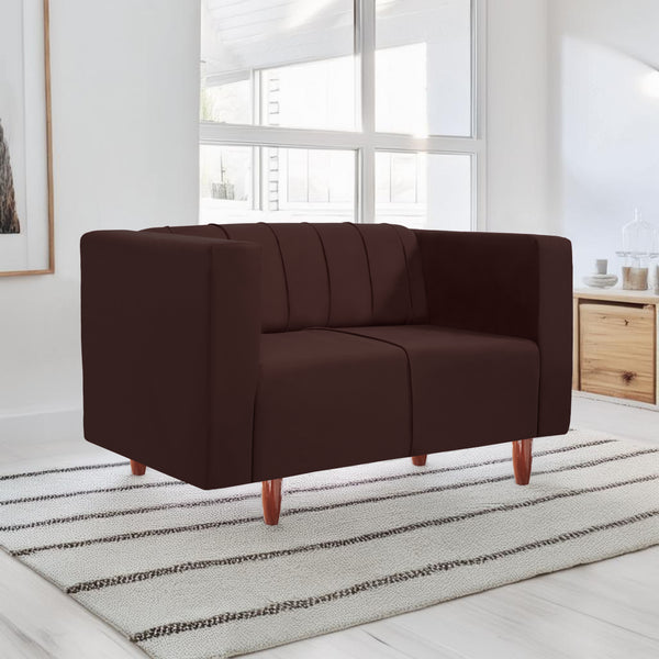 Sydney 2 Seater Sofa- ( Plush Suede Fabric- Brown )