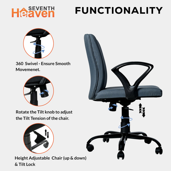Titan Mid-Back Office Chair – Ergonomic Design with Dual Foam Support (Light Grey)