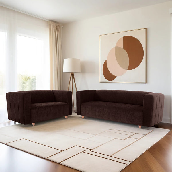 Tokyo 5 Seater Sofa- (3+2) ( Premium Molfino Fabric - Brown)