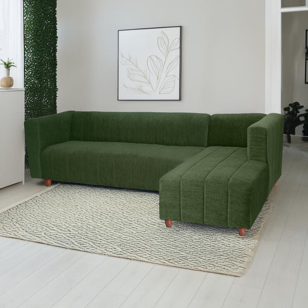 Tokyo 6 Seater Sofa Right Corner- ( Premium Molfino Fabric- Green )
