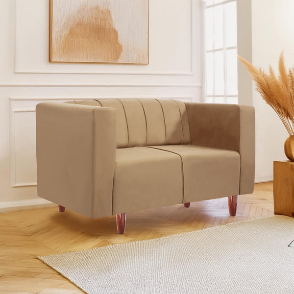 Sydney 2 Seater Sofa- ( Plush Suede Fabric- beige )