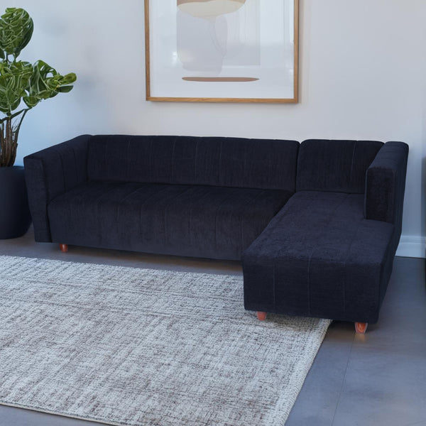 Tokyo 6 Seater Sofa Right Corner- ( Premium Molfino Fabric- Black )