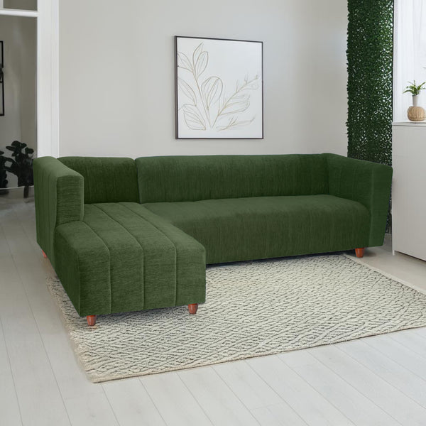 Tokyo 6 Seater Sofa Left Corner- ( Premium Molfino Fabric- Green )