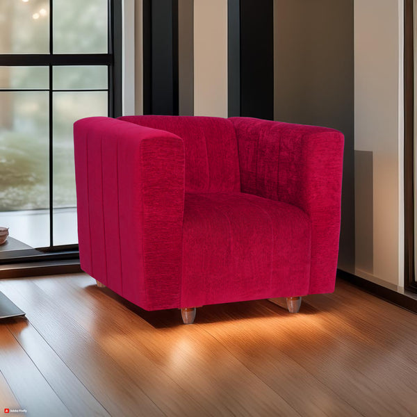 Tokyo 1 Seater Sofa- ( Premium Molfino Fabric- Maroon )