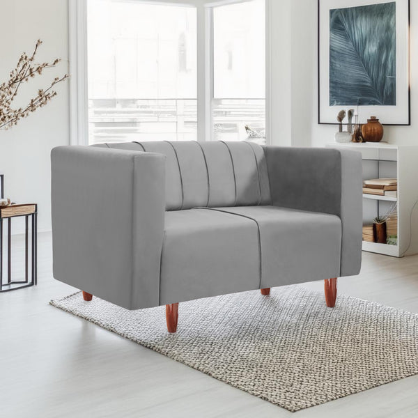 Sydney 2 Seater Sofa- ( Plush Suede Fabric- Grey )