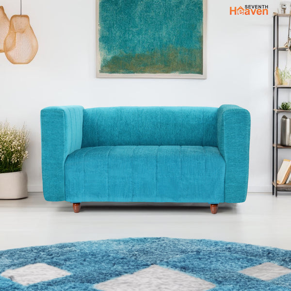 Tokyo 2 Seater Sofa- ( Premium Molfino Fabric- Sky Blue )