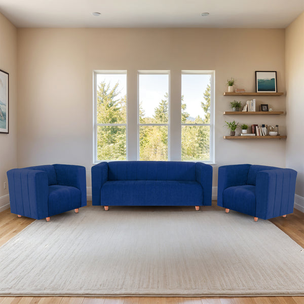 Tokyo 5 Seater Sofa- (3+1+1) ( Premium Molfino Fabric - Blue)