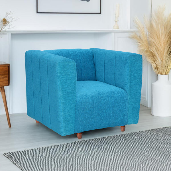 Tokyo 1 Seater Sofa- ( Premium Molfino Fabric- Sky Blue )
