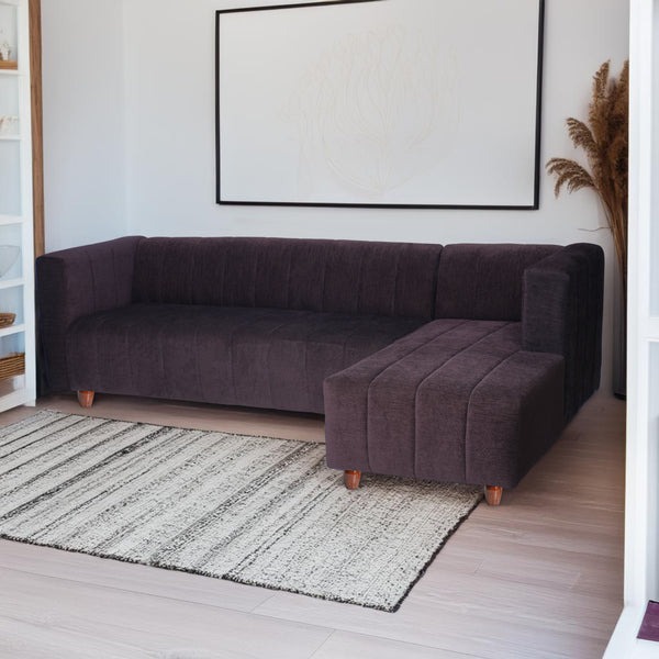 Tokyo 6 Seater Sofa Right Corner- ( Premium Molfino Fabric- Brown )