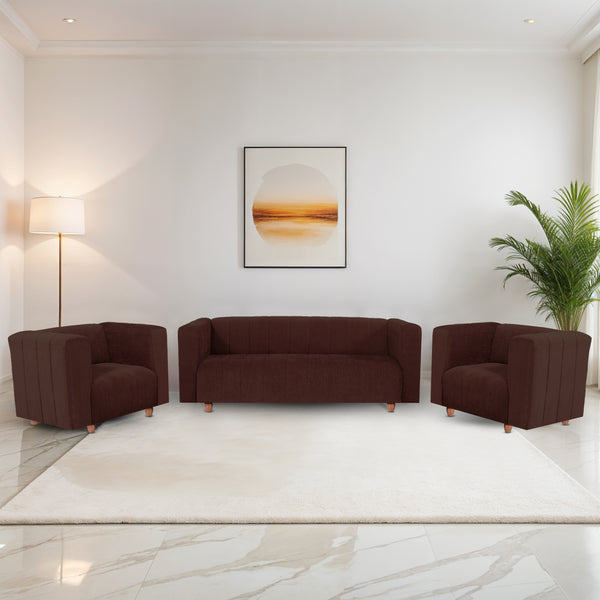 Tokyo 5 Seater Sofa- (3+1+1) ( Premium Molfino Fabric- Brown)