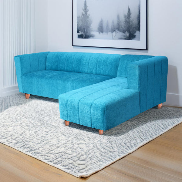 Tokyo 6 Seater Sofa Right Corner- ( Premium Molfino Fabric- Sky Blue )
