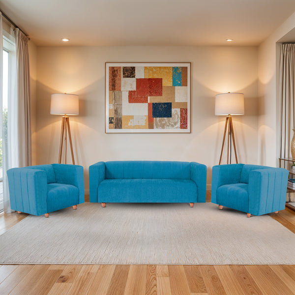 Tokyo 5 Seater Sofa- (3+1+1) ( Premium Molfino Fabric- Sky Blue)