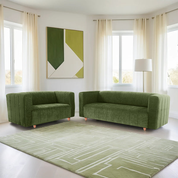 Tokyo 5 Seater Sofa- (3+2) ( Premium Molfino Fabric - Green)
