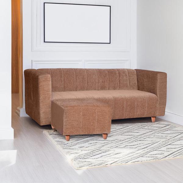 Tokyo 4 Seater Sofa with Ottoman- ( Premium Molfino Fabric- Beige )