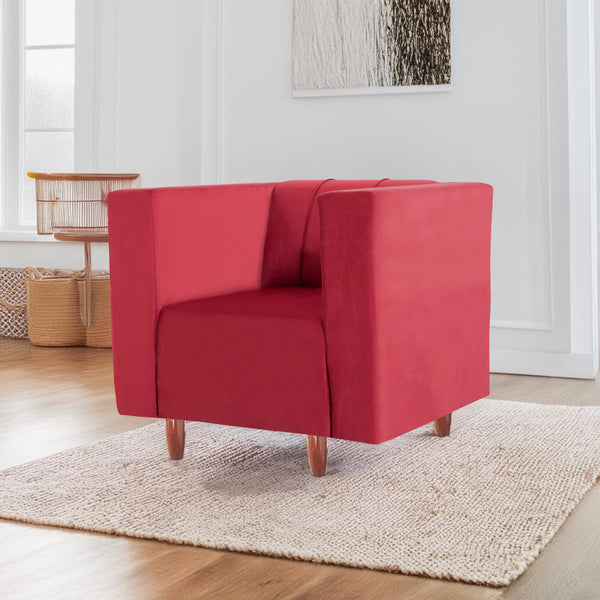 Sydney 1 Seater Sofa- ( Plush Suede Fabric- Maroon )