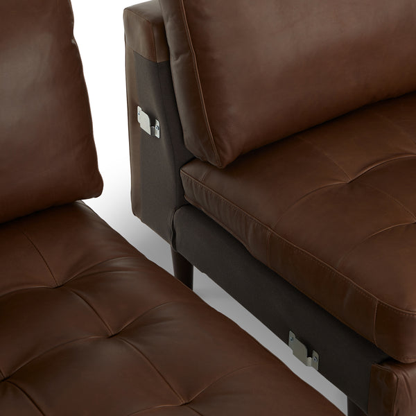 Vienna 6 Seater Sofa Right Corner - ( Leatherette Fabric - Brown )