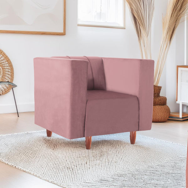 Sydney 1 Seater Sofa- ( Plush Suede Fabric- Peach )