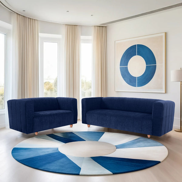Tokyo 5 Seater Sofa- (3+2) ( Premium Molfino Fabric - Blue)