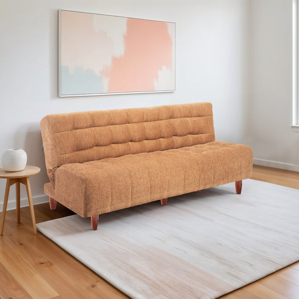 Florida Neo 4 Seater Wooden Sofa Cum Bed - ( Premium Molfino Fabric- Beige )
