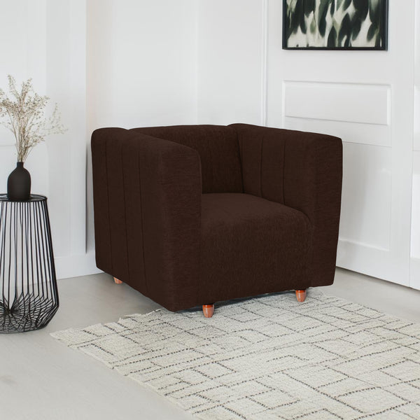 Tokyo 1 Seater Sofa- ( Premium Molfino Fabric- Brown )