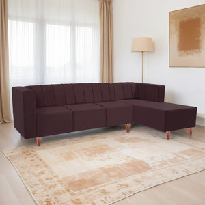 Sydney 6 Seater Sofa Set right corner- ( Plush Suede Fabric- Brown )