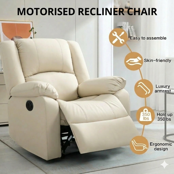 Phoenix 1 Seater Motorised Recliner – ( Spacious, Luxurious & DIY-Friendly - Beige )