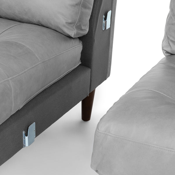 Vienna 6 Seater Sofa Left Corner - ( Leatherette Fabric - Grey )