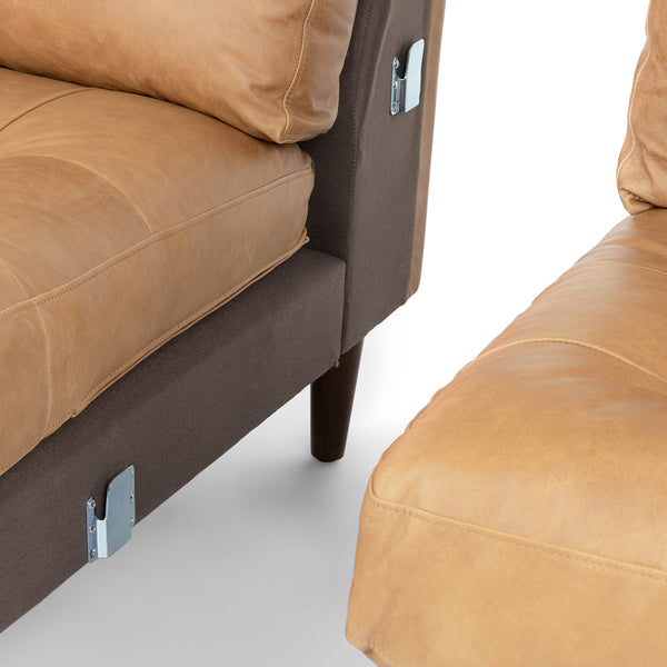 Vienna 6 Seater Sofa Right Corner - ( Leatherette Fabric - Tan )